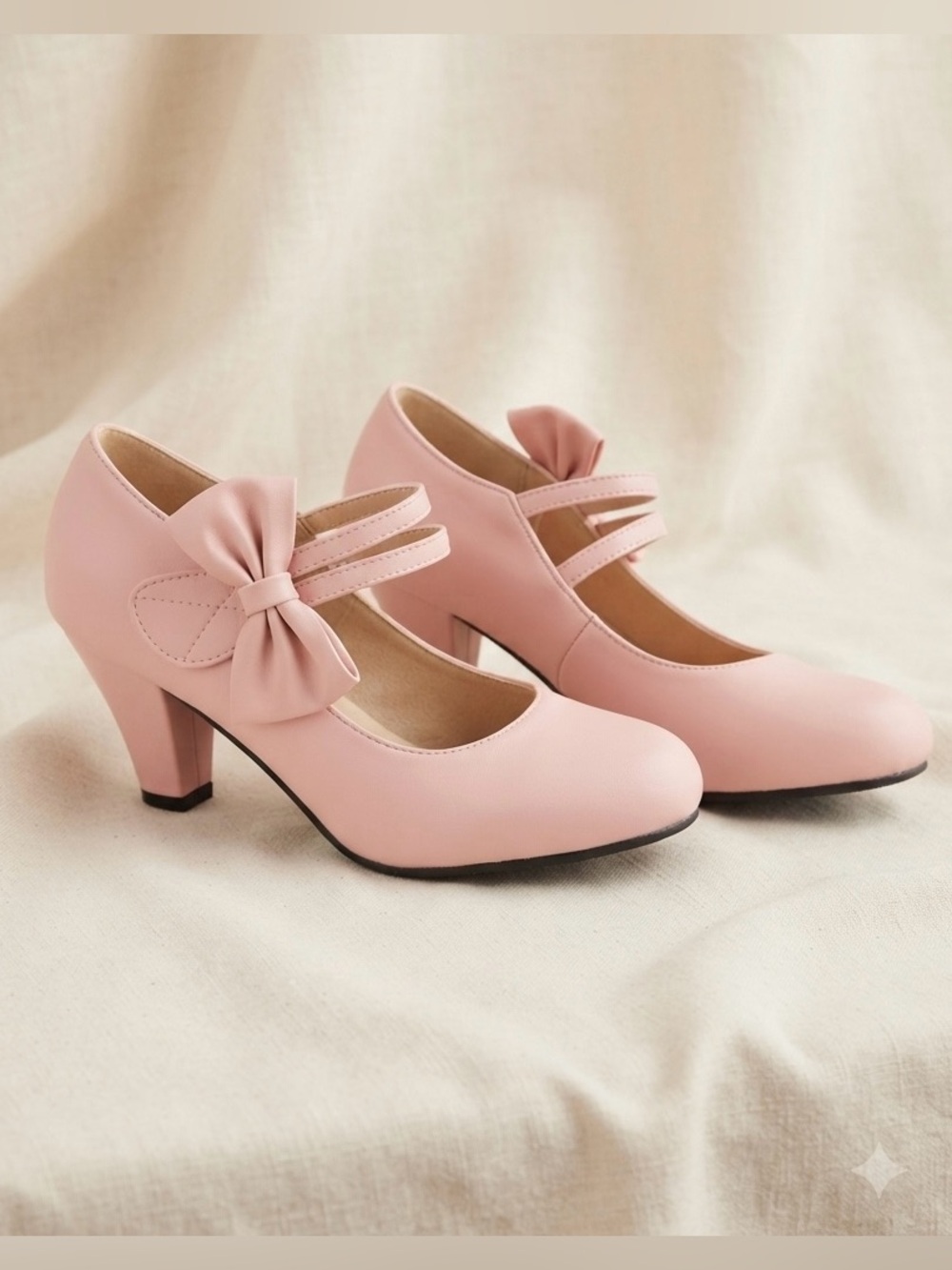 Pink Coquette Bow Mary Jane Block Heel Pumps Ankle Strap Size 38 NWOT - Picture 2 of 7